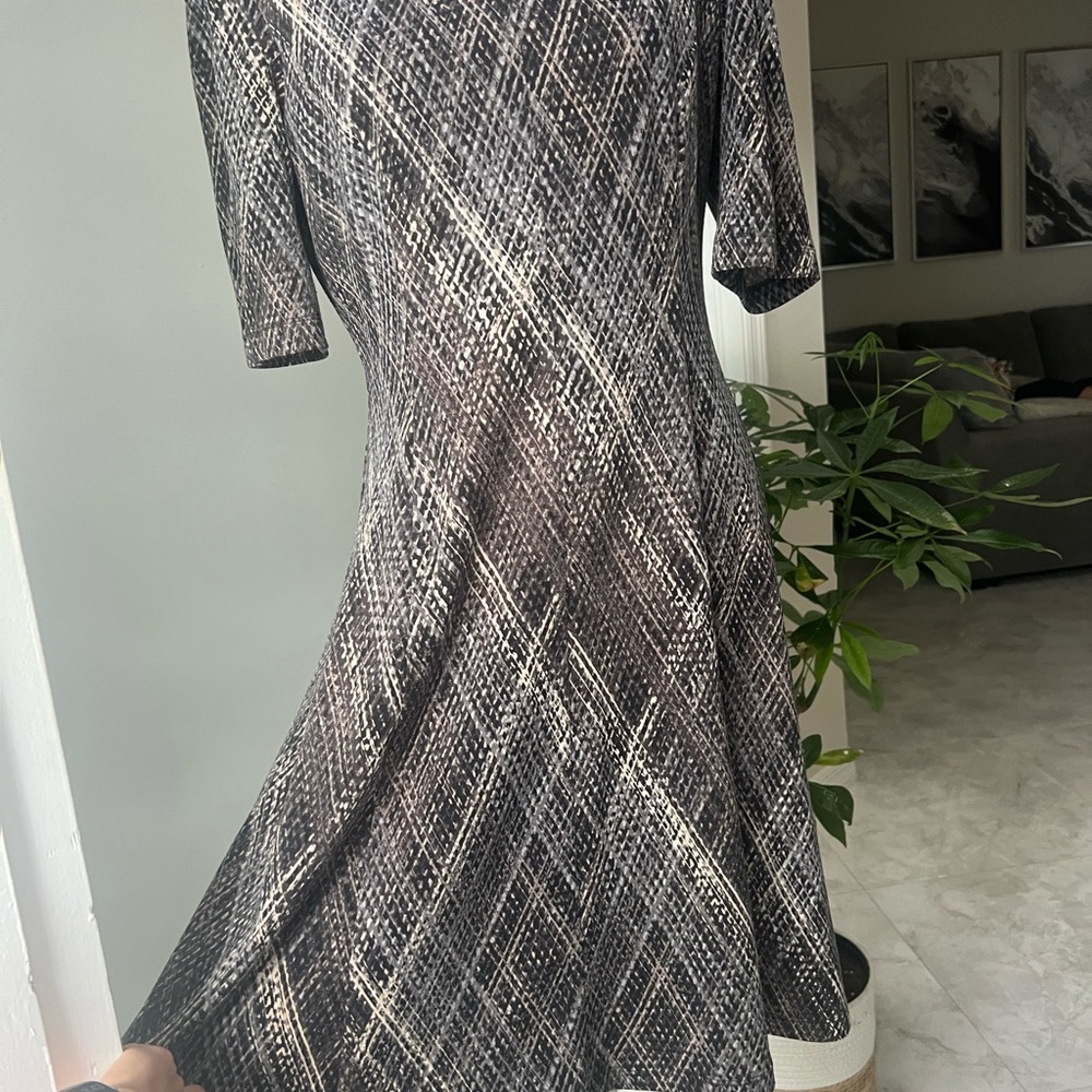 Cb Established 1962 - Geometric A-Line Dress Gray Beige Purple Size 6